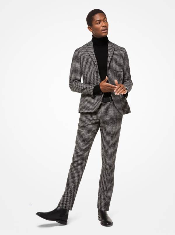 Panske Blejzre Michael Kors Houndstooth Wool-Blend Čierne - Oblecenie Michael Kors Akcia | CRTHS-0462